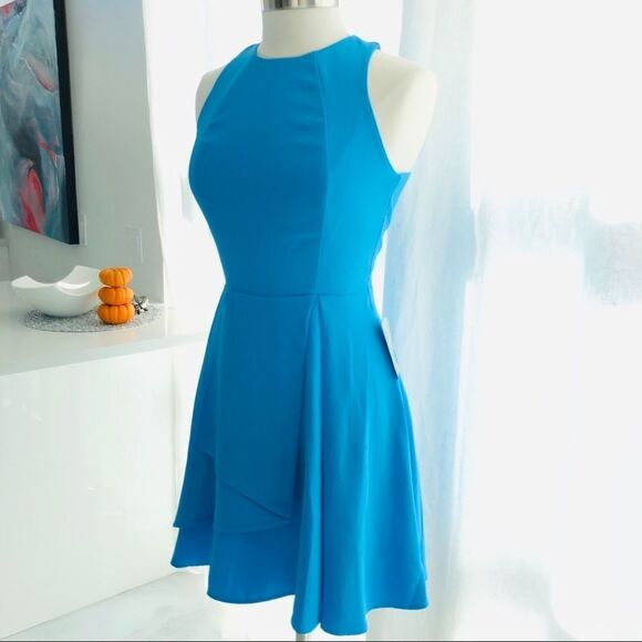 Adelyn Rae Fit & Flare Draped Party Dress NWT Nordstrom in Turquoise Blue - Picture 2 of 12